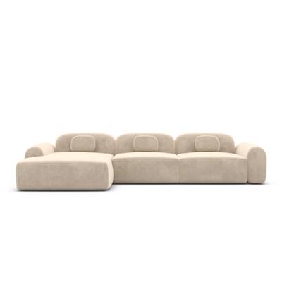 Buccana canapé d'angle gauche en velours crème