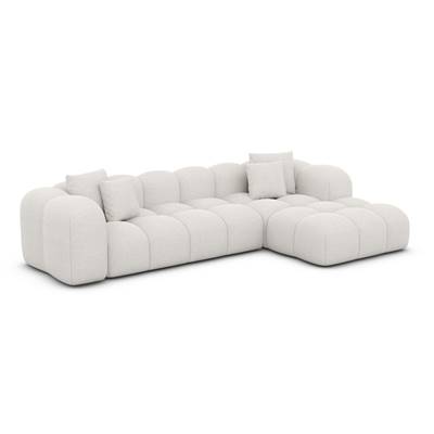 Cotton canapé d'angle droit en tissu texturé blanc