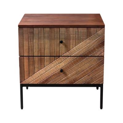 Maize table de chevet 2 tiroirs en bois recyclé et métal