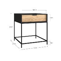 Timber table de chevet en bois d'acacia et métal noir 1 tiroir