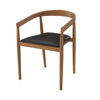 Breda chaise en bois de teck vernis et assise cuir