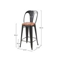 Armo chaise ilot central métal noir et similicuir marron H68