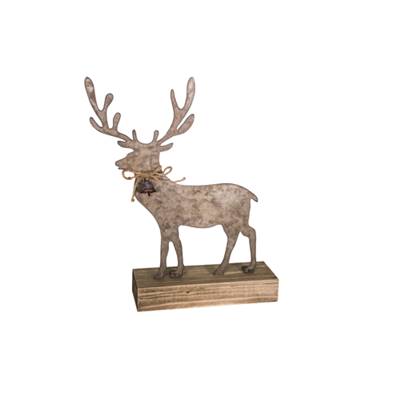 Cerf en zinc sur socle bois
