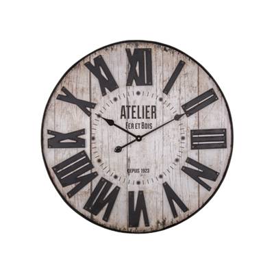 Pendule Atelier Fer et Bois Ø70cm