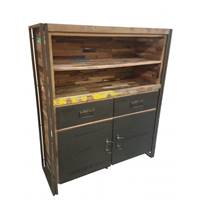 Nautical buffet haut bois de bateau recycl 2 portes 2 tiroirs