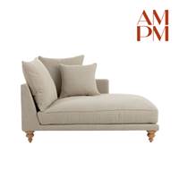 Lamo méridienne droite en tissu tweedé naturel gris clair