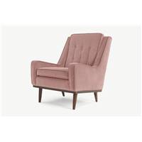Scott fauteuil velours de coton rose blush