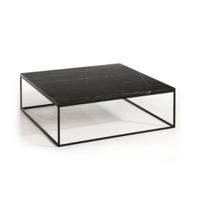Hautma table basse carré marbre noir
