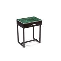 Planity table de chevet marbre vert et métal noir