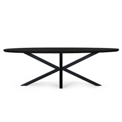 Taalika table à manger ovale en manguier noir et métal 240cm