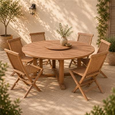 Lombok table à manger ronde en bois de teck Ø180cm
