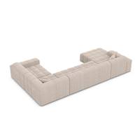 Lodce canapé panoramique angle gauche en tissu texturé beige