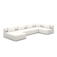 Anicipri canapé panoramique angle gauche en tissu texturé blanc