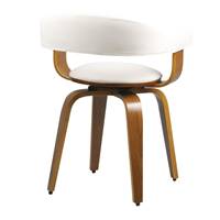 Vestal chaise pivotante en PU blanc et pieds en bois plaqué noyer