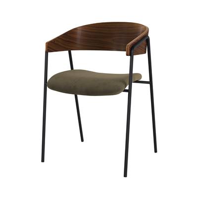 Briva chaise velours vert kaki et bois de noyer