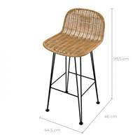 Zago chaise de bar en métal et résine tressée marron