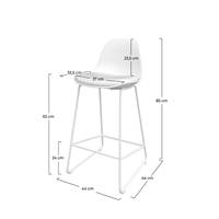 Yce chaise de bar blanche en PP, cuir synthétique et métal H65