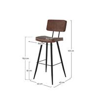 Birmingham chaise de bar en cuir synthétique marron H76
