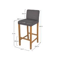 Clayton chaise de bar en tissu gris pieds en bois H75