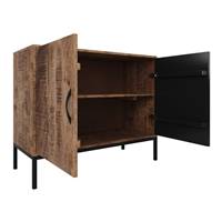 Kroko petit buffet 2 portes en bois de manguier et métal