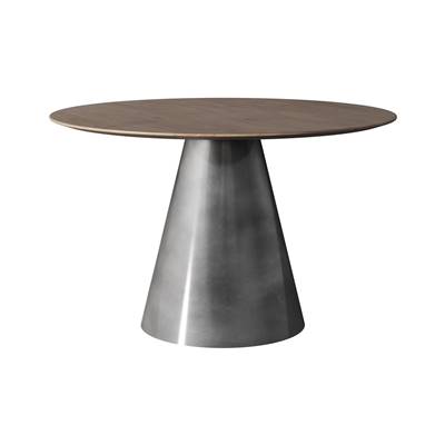 Caramba table ronde 4 personnes en bois d'acacia massif et métal gris