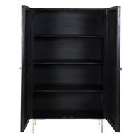 Ozen armoire gravée noire et pieds en métal dorés