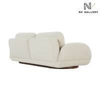 Mambo canapé 3 places en tissu bouclé et pied central bois