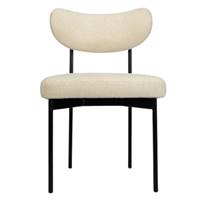 Lama chaise en tissu bouclé blanc et métal noir