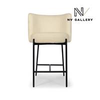 Gilo tabouret de bar en tissu bouclé blanc et métal noir H65
