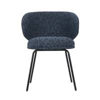 Grolette chaise en tissu bleu crépuscule et pieds métal noir