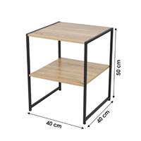 Colorado table de chevet 2 étagères bois et métal noir