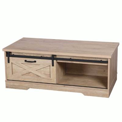 Manhattan table basse ranch 1 porte coulissante bois L117cm