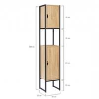 Misou meuble colonne salle de bain en bois 2 portes H170