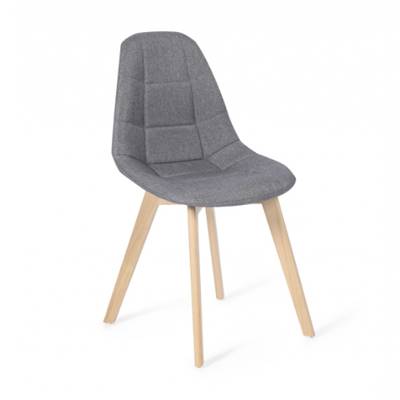 Alixe chaise scandinave matelassé tissu gris clair