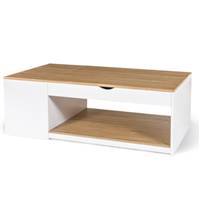 Fenix table basse relevable coffre de rangement bois et blanc