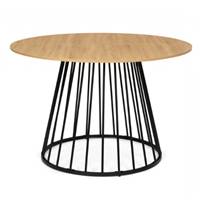 Tilki table à manger ronde 6 personnes en bois et pied filiaire noir