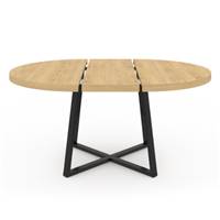 Fireli table à manger ronde extensible 120-160 bois et noir