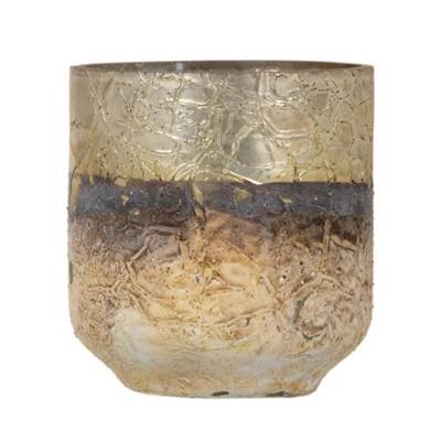 Garra vase en verre doré et blanc