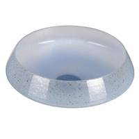 Bola centre de table en verre bleu moucheté argenté H8cm