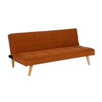 Alex Canapé-lit convertible en tissu orange terracotta et bois