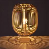Buri grande lampe métal et osier naturel H31