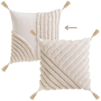 Bali coussin en polycoton stries arrondies cru 45x45cm