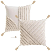 Bali coussin en polycoton stri cru 45x45cm