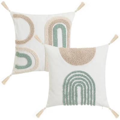 Arches coussin en polycoton motifs blanc/vert/beige 45x45cm