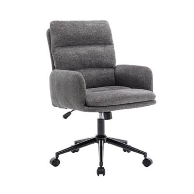 Aimé chaise de bureau en tissu gris foncé rembourré réglable à roulettes
