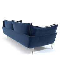 Laura canapé 2 places en velours bleu foncé et sable pieds argentés