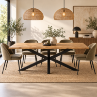 Accor table à manger en bois massif d'acacia irrégulière 200cm