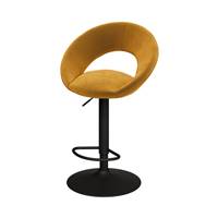 Guilia chaise de bar en velours jaune curry pivotante et réglable