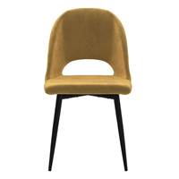 Fenton chaise en velours jaune et pieds en métal noir