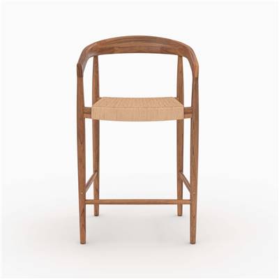 Breda chaise ilot central en cordage tressé naturel et bois de teck H66